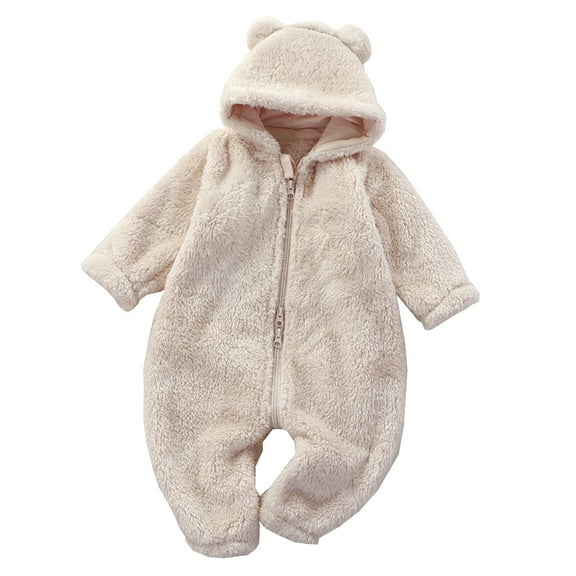 Hifoo Baby Boys Girls Autumn Winter Baby Warm Onesie Baby Plush Zipper Overalls Children Pajamas Jumpsuit Cozy Toddler Nightwear