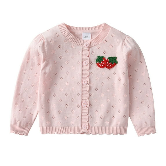 Hifoo Baby Girls Cotton Knit Sweater Autumn Solid Color Long Sleeve Tops Cardigan Clothes Versatile Toddler Newborn Dailywear