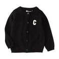 thumbnail image 1 of Hifoo Baby Kids Girls Cardigan Kids Button Sweater O-Neck Knitwear Letter Printed Girl Crew Neck Cardigans Cute Child Clothing, 1 of 3