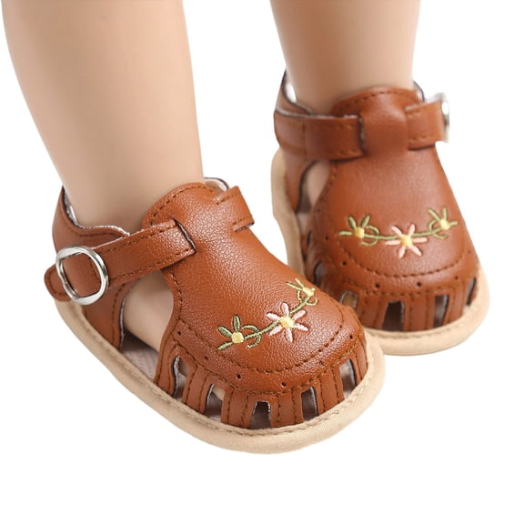 Hifoo Baby Sandals Open Toe Patchwork Soft Sole Breathable Summer Casual Shoes With Floral Embroidery Girls Boys Comfort Kids Footwear