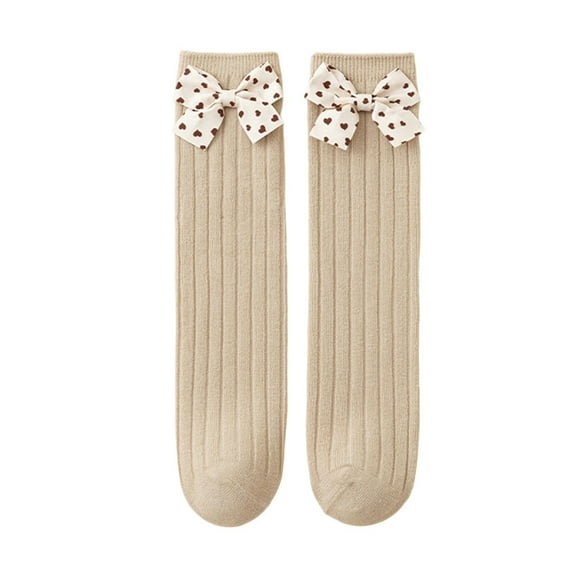 Hifoo Baby Socks Toddlers Knee High Straight Tube No Heel Winter Warm Soft Comfortable Non- Breathable Cute Bowknot Design Fashionable Child Solid Color Clothing