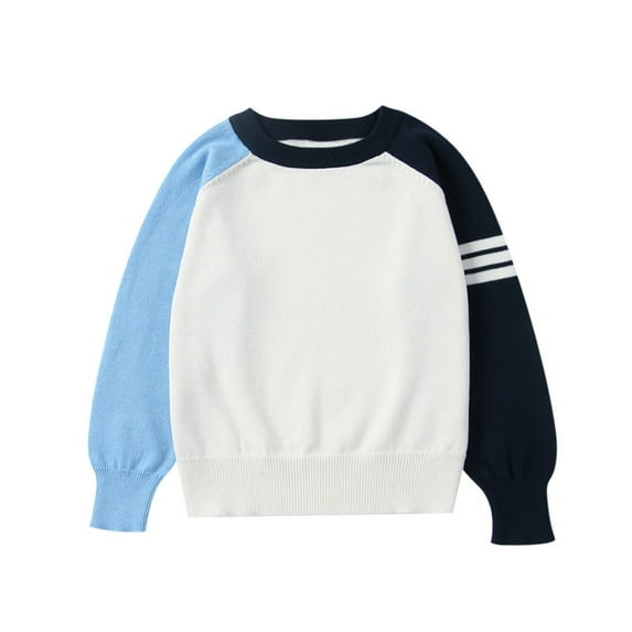 Hifoo Boys Color Sweater O-Neck Knitwear Knit Pullover Casual Long Sleeve Crewneck Tops Soft Comfortable Daily Wear Loose Fit Warm Winter Toddler Kids Stylish Child Clothing