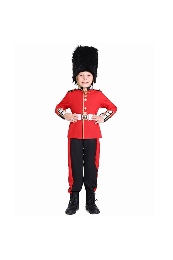 Child British Guard Boys Official Dress With Tunic Hat Outfit Sets Long Sleeve Birthday Clothes Sets