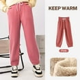 thumbnail image 1 of Hifoo Child Girls Corduroy Pants Winter Fuzzy Thick Casual Trousers Toddler Big Kids Soft Warm Elastic Waist Outdoor School Wear Comfortable Durable Everyday Bottoms Relaxed Fit Slacks, 1 of 5