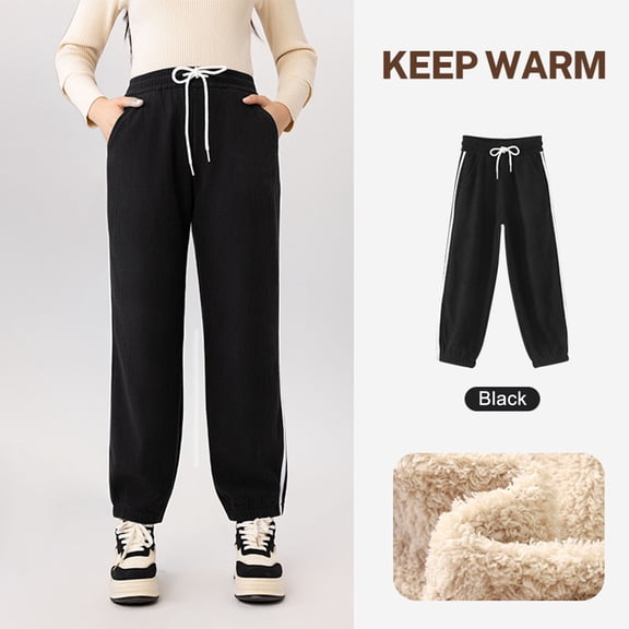 Hifoo Child Girls Corduroy Pants Winter Fuzzy Thick Casual Trousers Toddler Big Kids Soft Warm Elastic Waist Outdoor School Wear Comfortable Durable Everyday Bottoms Boho Slacks