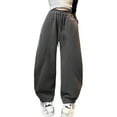 thumbnail image 1 of Hifoo Child Girls Jogger Pants Winter Warm Athletic Wide Leg Sweatpants For Teen Girls Casual Comfort Outfit For Ages 3 To 13 Years Trousers Classic Solid Color Slacks, 1 of 5