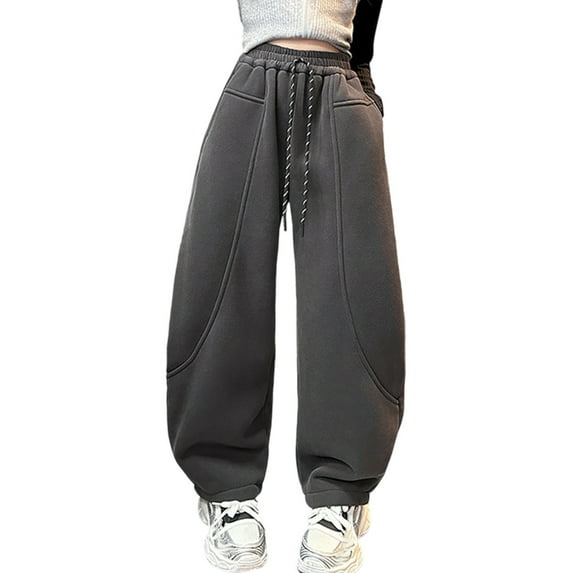 Hifoo Child Girls Jogger Pants Winter Warm Athletic Wide Leg Sweatpants For Teen Girls Casual Comfort Outfit For Ages 3 To 13 Years Trousers Classic Solid Color Slacks
