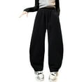 thumbnail image 1 of Hifoo Child Girls Jogger Pants Winter Warm Athletic Wide Leg Sweatpants For Teen Girls Casual Comfort Outfit For Ages 3 To 13 Years Trousers Trendy Solid Color Slacks, 1 of 5