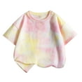 thumbnail image 1 of Hifoo Child Girls Tie Dye Short Sleeve Tops Casual Summer Tees For Toddler Kids Comfortable Breathable Daily Wear Tops Back To School Stylish Blouses, 1 of 3