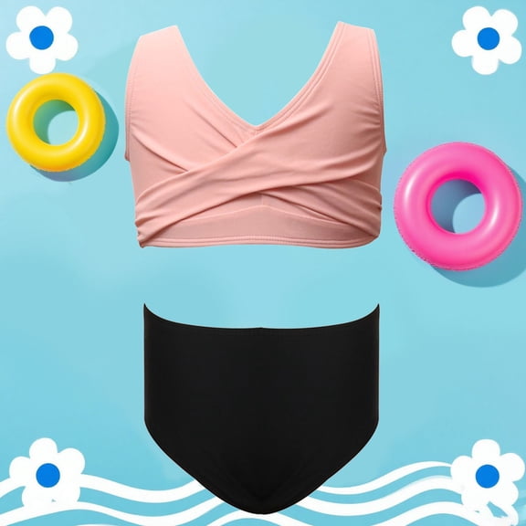 Hifoo Child Girls Two Piece Swimwear Fashionable Kids Bikini Swimsuit For Children Beach Pool Party Summer Outfit Breathable Vacation Beachwear
