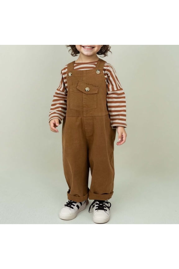 Child Kids Bib Pants Autumn Clothes Wash Woven Bib Pants Boys Girls Baby Pants Daily Soft Trousers Slacks