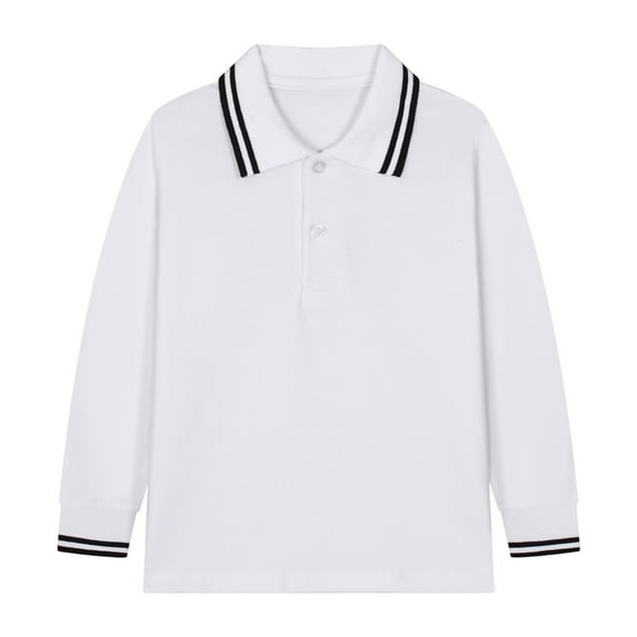Hifoo Child Kids Boys Girls Long Sleeve Casual Solid Color Polo Shirt Button Closure Turndown Collar Fashion Comfortable Soft Back To School Boho Tops