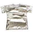 thumbnail image 1 of Hifoo Child Kids Performance Shiny Stretch Short Sleeve Tee For Girls Boys O-Neck Tops Solid Color Stage Wear Comfortable Fit Youth Apparel Back To School Soft Blouses, 1 of 4