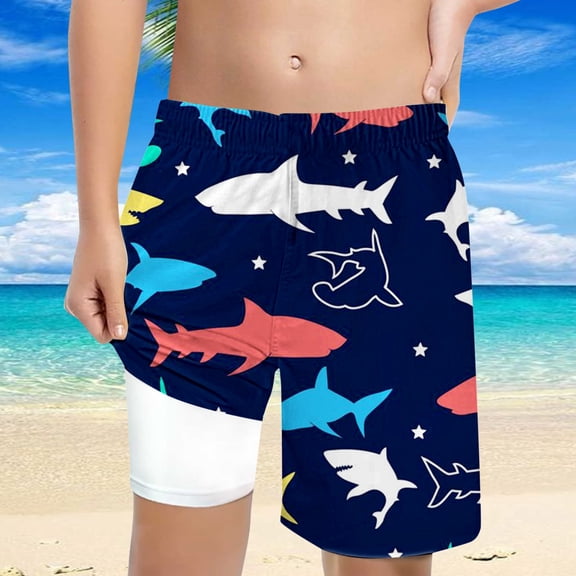 Hifoo Child Swimwear Boys Coconut Tree Printed Swimming Shorts With Lace Up High Waisted Loose Casual Trunks Fashionable Vacation Pool Summer Beachwear