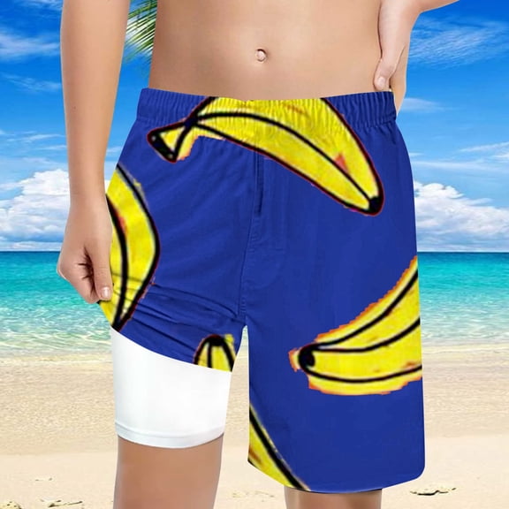 Hifoo Child Swimwear Boys Coconut Tree Printed Swimming Shorts With Lace Up High Waisted Loose Casual Trunks Stylish Vacation Pool Summer Beachwear