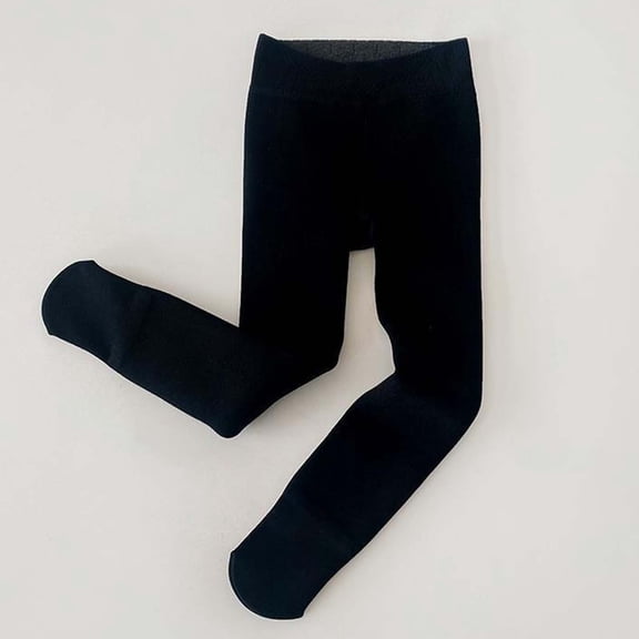 Hifoo Child Winter Thermal Tights Girls Soft Warm Fuzzy Full Length Leggings With Soles For Cold Weather Indoor Outdoor Play Fashionable Trousers Kids Slacks