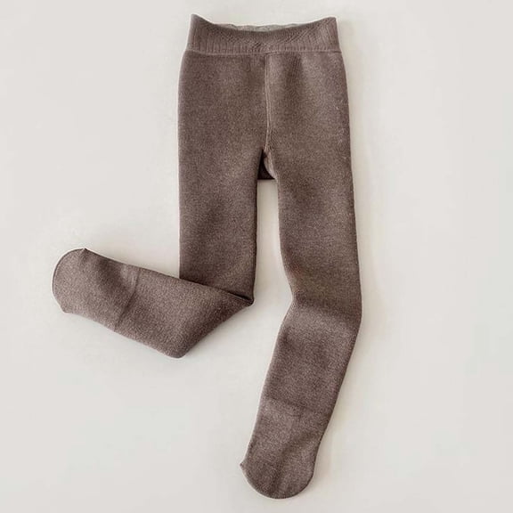 Hifoo Child Winter Thermal Tights Girls Soft Warm Fuzzy Full Length Leggings With Soles For Cold Weather Indoor Outdoor Play Versatile Trousers Kids Slacks