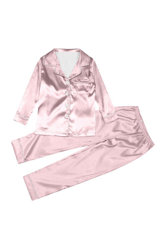 Clothing Sets Kids Silk Matching Family Outfits Long Sleeve Lapel Button Blouse Tops Pants Sets Boho Casual Home Leisure