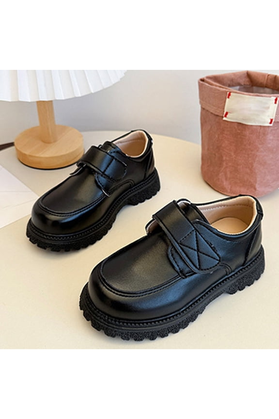 Girls Boys Shoes Large Size Soft Leather British Style School Style Black Small Leather Shoes Stylish Kids Footwear