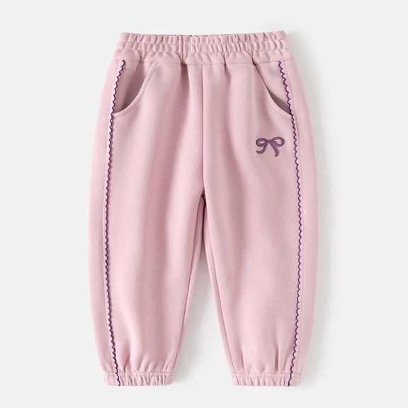 Hifoo Girls Comfortable Elastic Waist Casual Pants For Children Teen Spring Bow Tie Pants Daily Lovely Trousers Kids Slacks