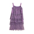 thumbnail image 1 of Hifoo Girls Flapper Dress Sequins Fringe Latin Dance A-Line Dress Tassel Tango Dress Breathable Kids Christmas Solid Color O-Neck Dresses, 1 of 6