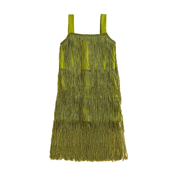 Hifoo Girls Flapper Dress Sequins Fringe Latin Dance A-Line Dress Tassel Tango Dress Leisure Kids Christmas Solid Color O-Neck Dresses