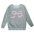 thumbnail image 1 of Hifoo Girls Long Sleeved Sweatshirt With Bow Crew Neck Pullover Tops Classic Toddler Baby Dailywear, 1 of 4