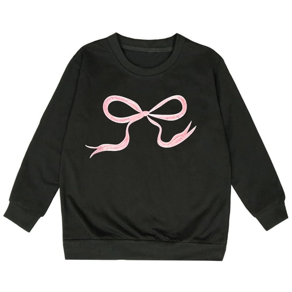 Hifoo Girls Long Sleeved Sweatshirt With Bow Crew Neck Pullover Tops Lovely Toddler Baby Dailywear