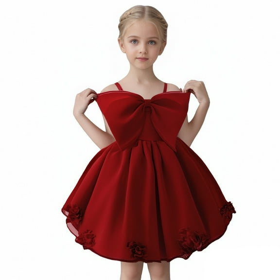 Hifoo Girls Party Dress Elegant Embroidered Tutu Gown Birthday Performance Flower Girl Formal Attire Cute Kids Christmas Solid Color O-Neck Dresses