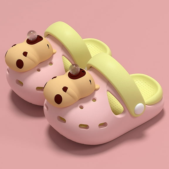 Hifoo Girls Sandals Open Toe Patchwork Cartoon Charm Comfortable Casual Outdoor Play Shoes Toddler Kids Lightweight Summer Spring Fall Footwear Classic Child