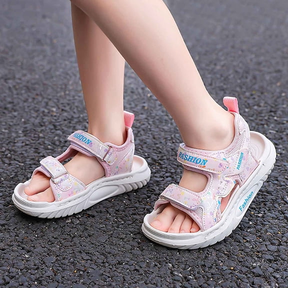 Hifoo Girls Sandals Open Toe Patchwork For Daily Casual Outdoor Wear Durable Design Comfort Summer Footwear For Young Girls Relaxed Fit Kids Shoes