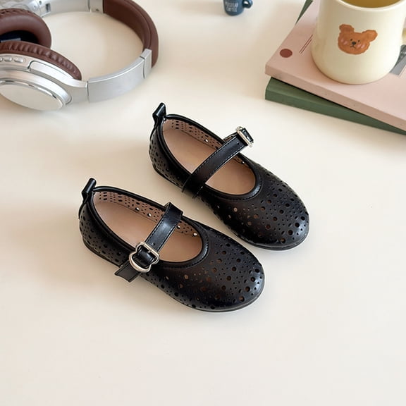 Hifoo Girls Small Leather Shoes Summer Autumn 2026 New Children Hollow Show Shoes Kids Soft Soled Shoes Versatile Baby Footwear