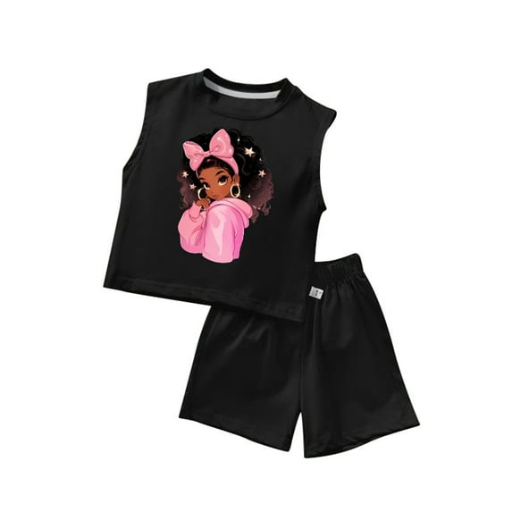 Hifoo Girls Summer Outfits 2 Piece Sets Cute Toddler Tank Tops And Shorts Casual Playwear Soft Breathable Comfortable Outfits Baby Cute Child Solid Color Clothes Sets