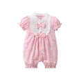 thumbnail image 1 of Hifoo Infants Baby Girls Plaid Spring Summer Short Sleeve Lace Romper O-Neck Jumpsuit Clothes Cozy Daily Casual Spring Cartoon Back To School Onesie One-Pieces, 1 of 3
