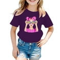 thumbnail image 1 of Hifoo Kid Girls T-Shirts Cute Print Graphic Round Neck Short Sleeve Tee Summer Casual T Shirt Tops Lovely Child Clothing, 1 of 4