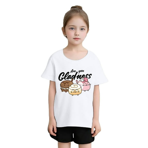 Hifoo Kid Girls T-Shirts Cute Print Graphic Round Neck Short Sleeve Tee Summer Casual T Shirt Tops Trendy Child Clothing