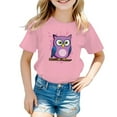 thumbnail image 1 of Hifoo Kid Girls T-Shirts Cute Print Graphic Round Neck Short Sleeve Tee Summer Casual T Shirt Tops Trendy Child Clothing, 1 of 4