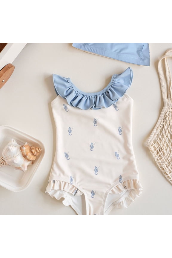 Kids Girls Swimwear Bathing Suit Flower Printed For Toddler Outdoor Summer Beach Play Floral Design Comfortable Swimwear Lovely Vacation Pool Bathing Suit