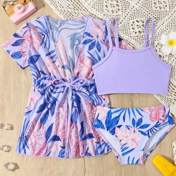 Hifoo Kids Girls Swimwear Bikini Sets Fashion Print Beach Swimsuits Toddler Summer Outfit With Matching Tops And Bottom Swimwear Kids Leisure Vacation Pool Beachwear