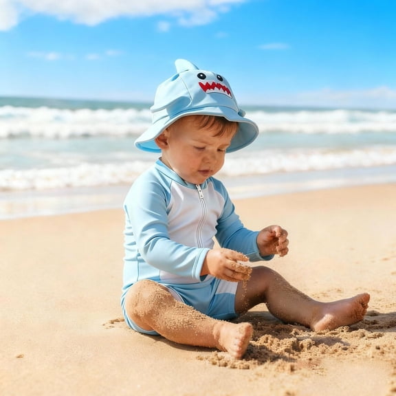 Hifoo Kids Swimwear Boys Rash Guard Swim Long Sleeve With Sun And Hat For Toddler Beach Surfing Cozy Vacation Pool Summer Swim Wear