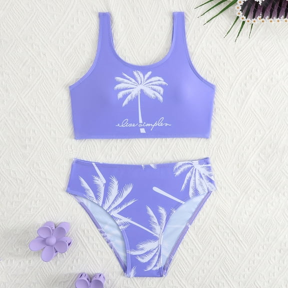 Hifoo Kids Swimwear Girls Swimsuits Two Piece Tankini Bathing Suits Boyshort Summer Beach Rash Guard Swimwear Fashionable Vacation Pool Bathing Suit