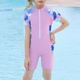 thumbnail image 1 of Hifoo Kids Swimwear New Swimsuit Colorful Girls Short Sleeve Zipper 1 Piece Beach Shorts Large Children Swimsuit Colorful Holiday Vacation Pool Summer Swim Wear, 1 of 8