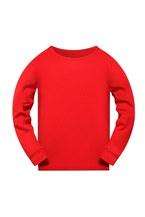 Kids Toddler O-Neck Boys Girls Long Sleeve Solid Color T Shirt Tops Back To School Versatile Blouses