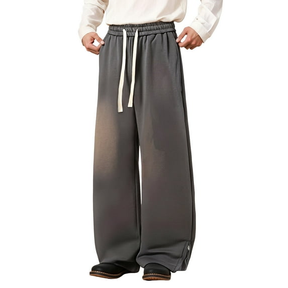 Hifoo Men Casual Jogger Pants With Zipper Ankle Flexible Comfort Fit Trousers For Daily Wear And Outdoor Activities Leisure Solid Color Slacks