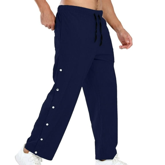 Hifoo Men Striped Loose Button Up Casual Pants All Day Comfort Style Joggers Trousers Slacks Hiking Camping Solid Color Streetwear Comfort