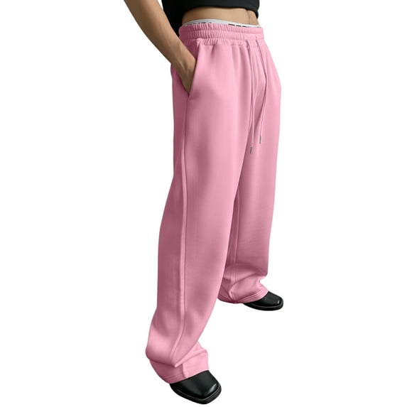 Hifoo Men's Casual Pants Loose Fit Straight Leg Drawstring Waist Comfortable Trousers With Pockets Daily Wear Sports Joggers Slacks Solid Color Streetwear Soft