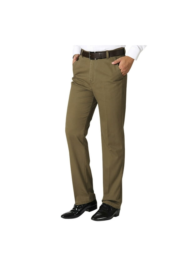 Men's Daily Casual Solid Color Full Length Pants Slim Pocket Zipper Fly Pant Trouser Boho Slacks