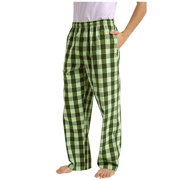 Hifoo Men's Home Plaid Casual Pants Business Fashion Comfortable Loose Sleepwear Trousers Boho Solid Color Slacks