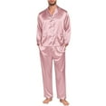 thumbnail image 1 of Hifoo Nightwear Men Family Pajamas Matching Home Long Sleeve Silk Like Lapel Button Blouse Tops Pants Satin Sleepwear Solid Color Two Piece Casual Loungewear Holiday Pjs Sets Leisure Homewear, 1 of 7