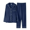 thumbnail image 1 of Hifoo Nightwear Men Family Pajamas Matching Home Long Sleeve Silk Like Lapel Button Blouse Tops Pants Satin Sleepwear Solid Color Two Piece Pajama Holiday Cozy Casual Loungewear Leisure Homewear, 1 of 5